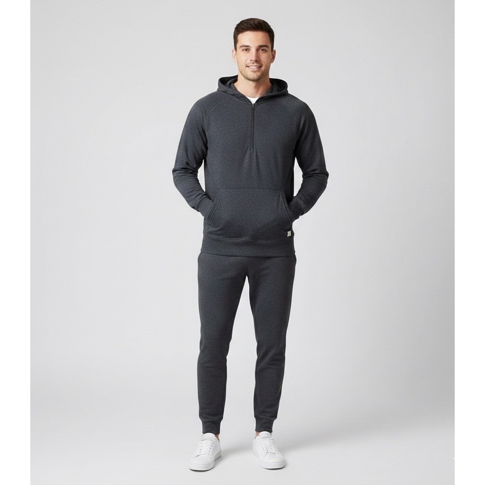 Vuori Ponto Mens 1/2 Zip Hoodie Long Sleeve Performance Charcoal Heather Medium